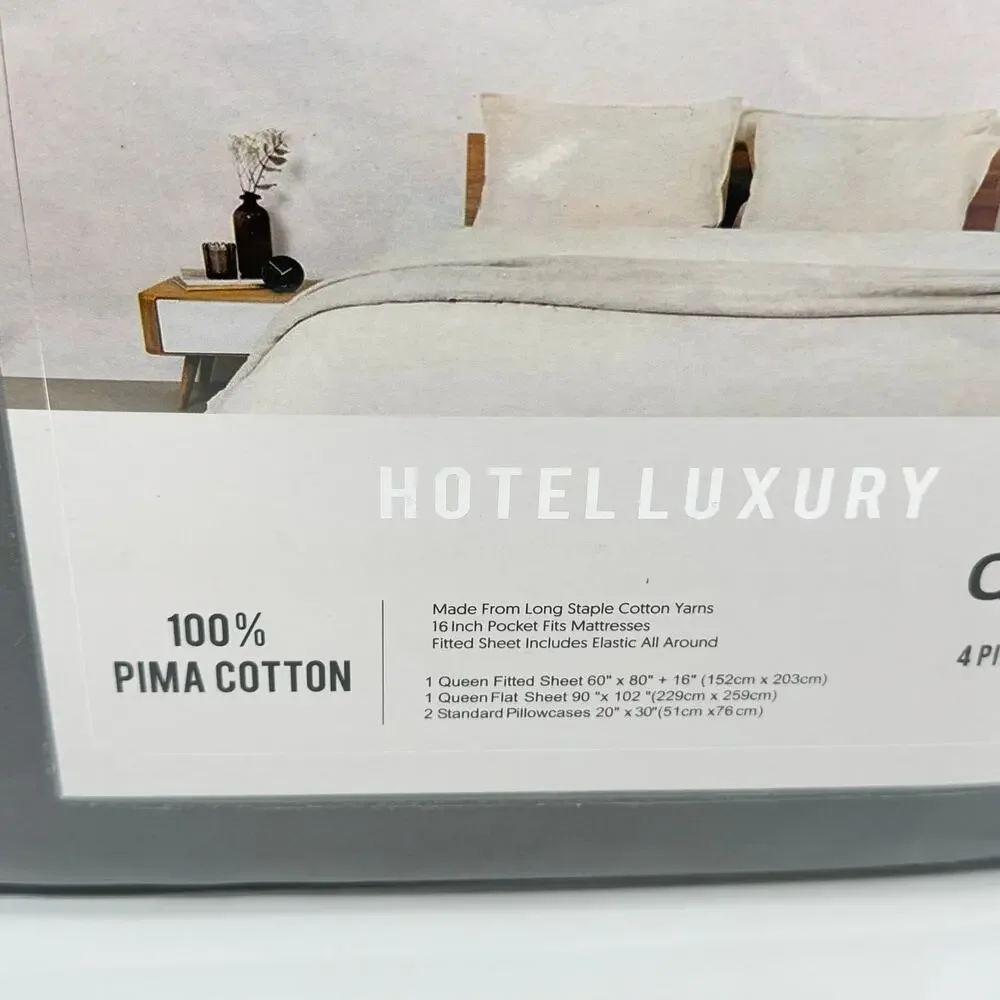 Hotel Luxury QUEEN 4p Sheet Set Dark Gray 100% Pima Cotton 1000 Thread Count NEW
